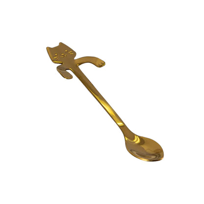 Urban Tokyo Tea Spoon: Cat Hanging, Gold