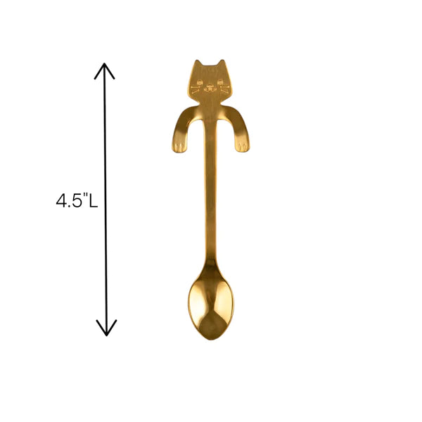Urban Tokyo Tea Spoon: Cat Hanging, Gold