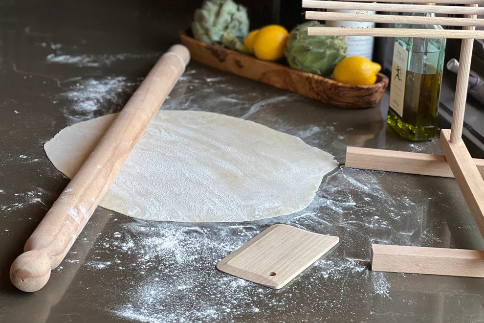 Verve Culture Italian Mattarello Pasta Rolling Pin and Dough Scraper Set