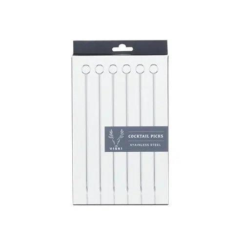 Viski Cocktail Picks (Set of 6): Stainless Steel