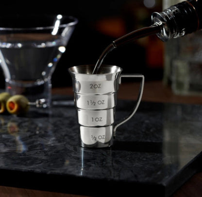 Viski Harrison Polished Stainless Steel Stepped Jigger w/ Handle