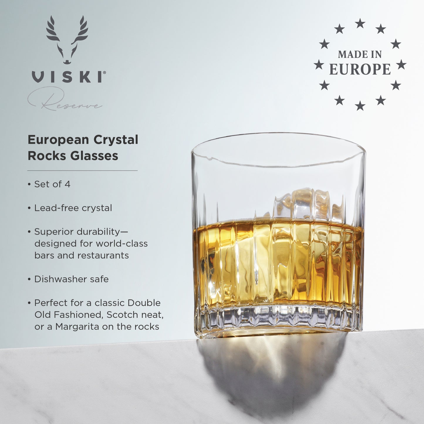 Viski Reserve Milo Glasses (Set of 4): Lowball / Rocks / DOF
