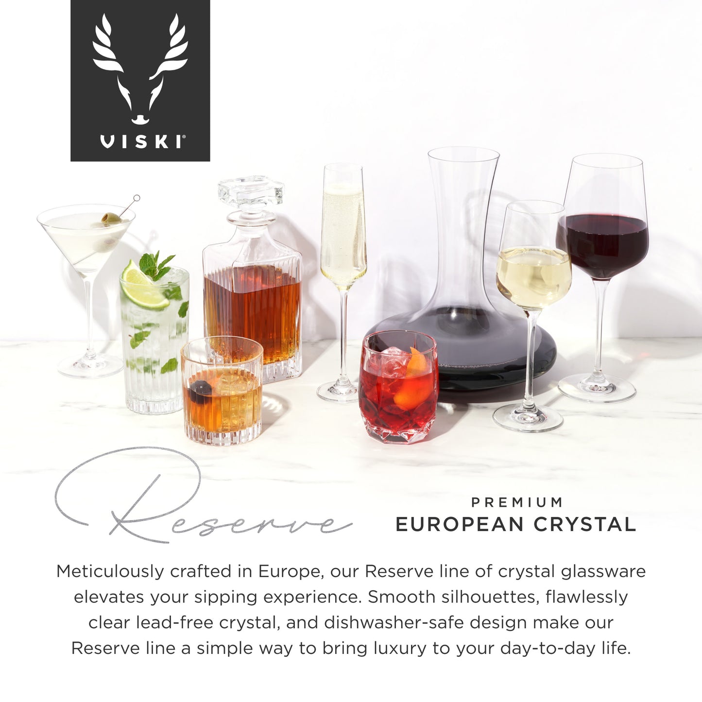 Viski Reserve Milo Glasses (Set of 4): Lowball / Rocks / DOF