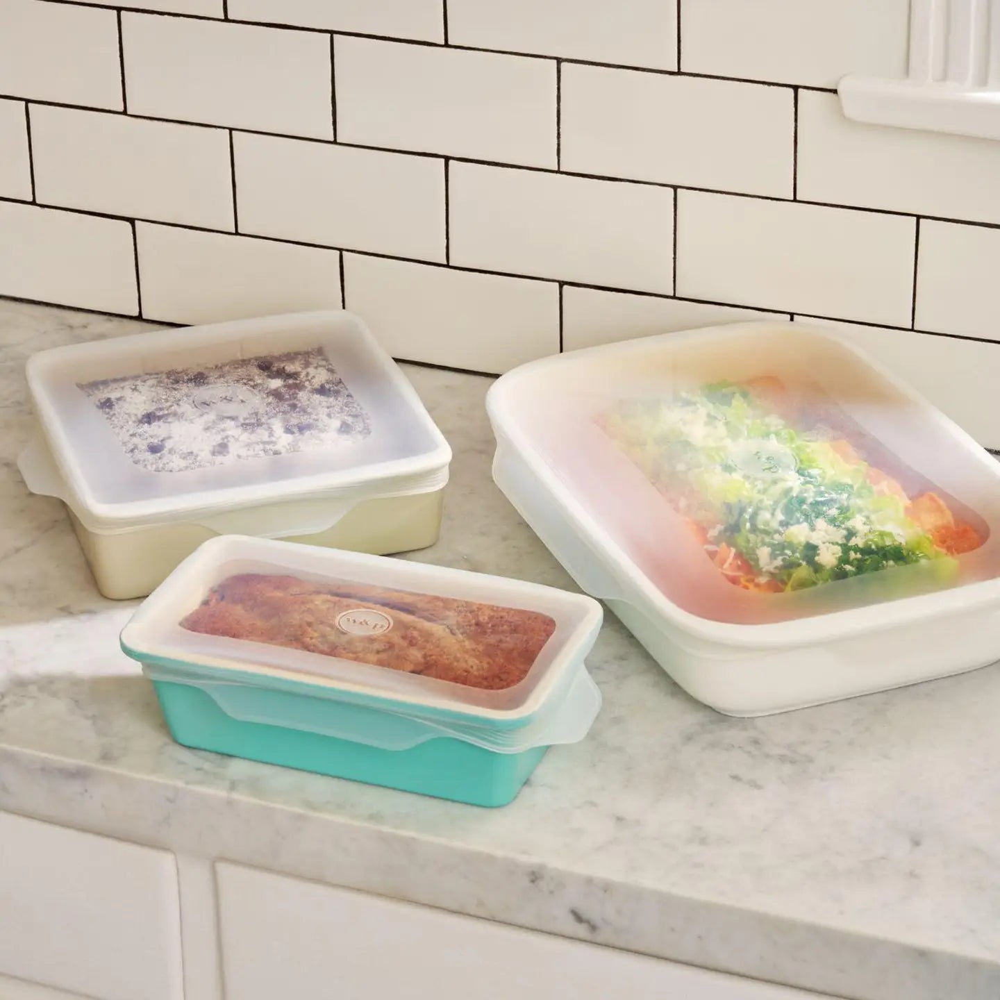 W&P Reusable Silicone Stretch Lids (Set of 3 Baking Dish Sizes)