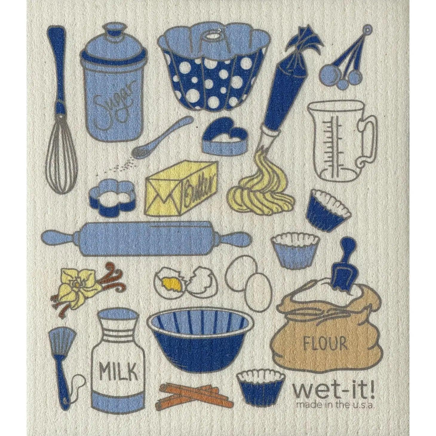 Wet-It! Swedish Dishcloth: Baking Time Blue
