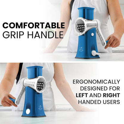 Zulay Kitchen Rotary Cheese Grater with 5 Interchangeable Drums: Blue
