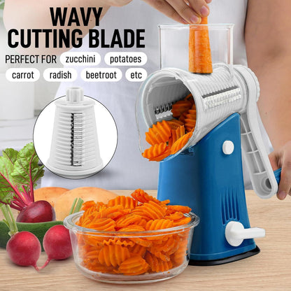 Zulay Kitchen Rotary Cheese Grater with 5 Interchangeable Drums: Blue