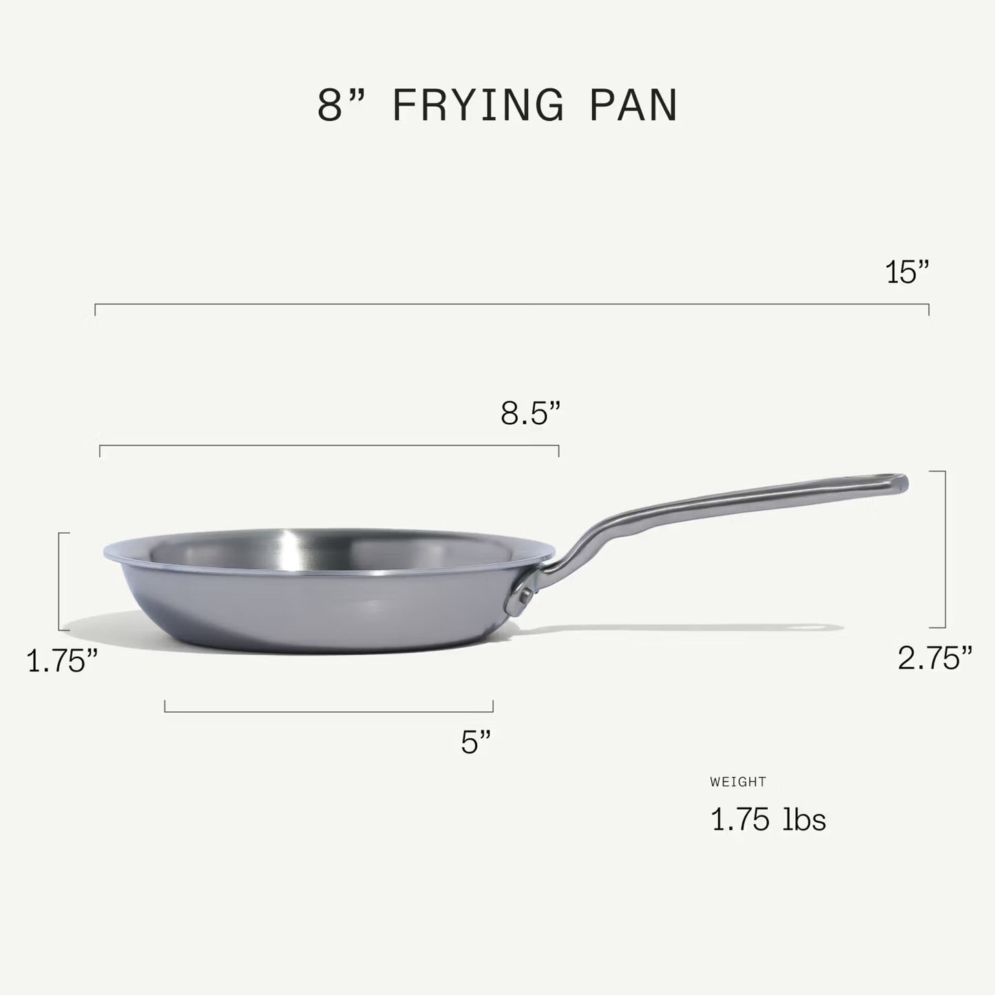 MADE IN® Stainless Clad Fry Pan:  8", Antique Brass Handle