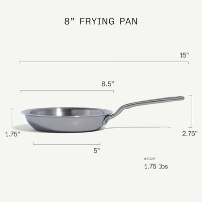 MADE IN® Stainless Clad Fry Pan:  8", Antique Brass Handle