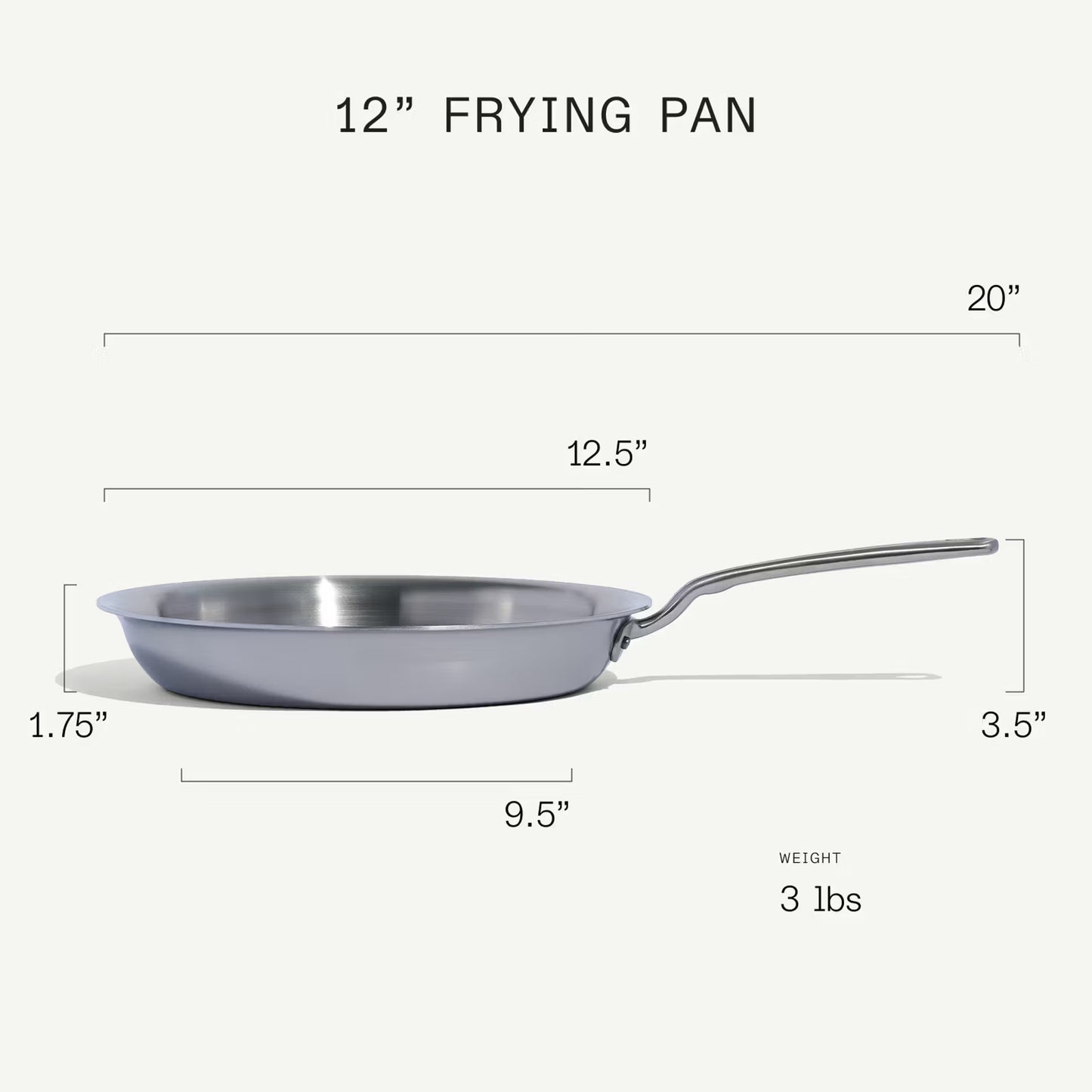 MADE IN® Stainless Clad Fry Pan: 12", Antique Brass Handle