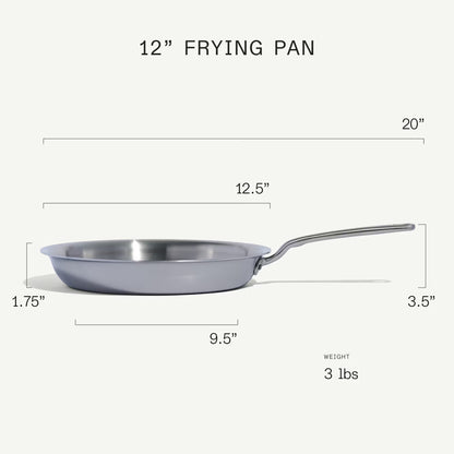 MADE IN® Stainless Clad Fry Pan: 12", Antique Brass Handle