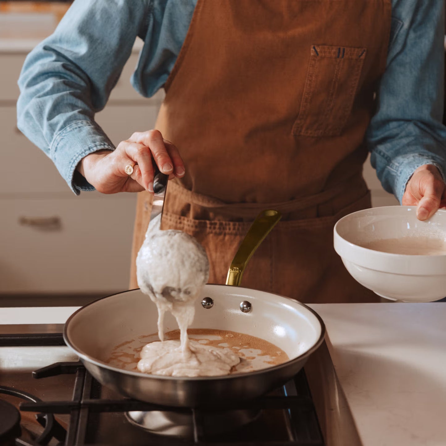 MADE IN® CeramiClad™ 2.0 Non-stick Fry Pan:  8", Antique Brass Handle