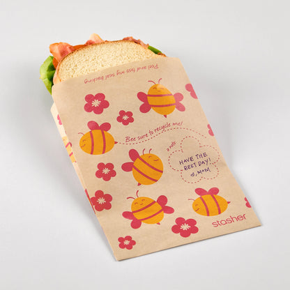 Stasher Recyclable Paper Sandwich Bags (50-count): Bee