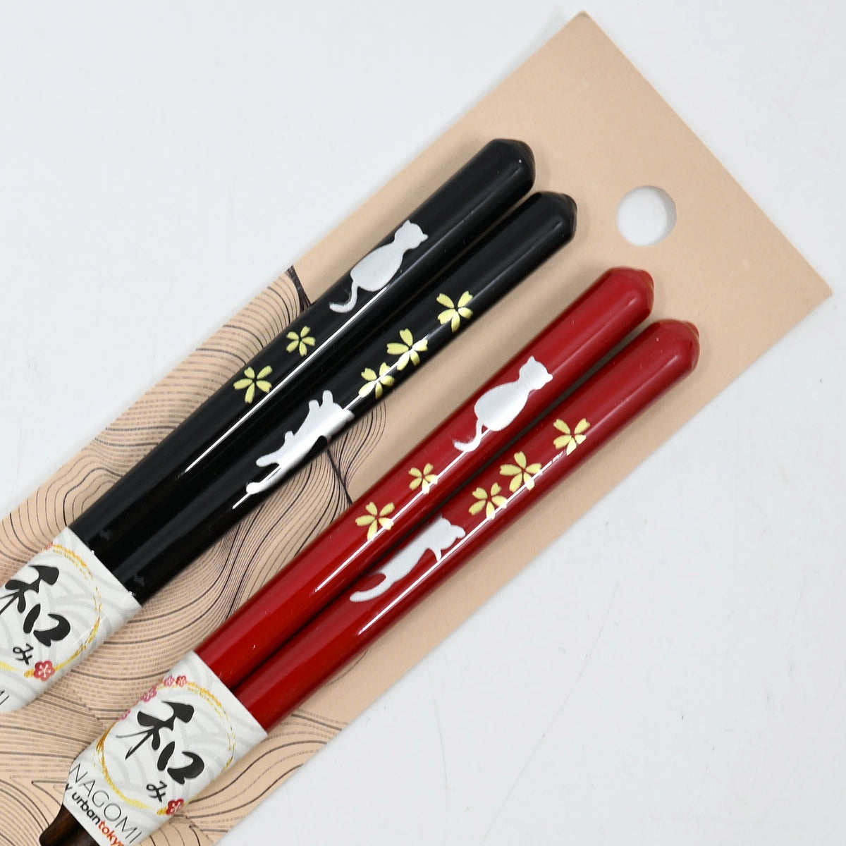 Urban Tokyo Chopsticks (Set of 2): Red & Black Cats