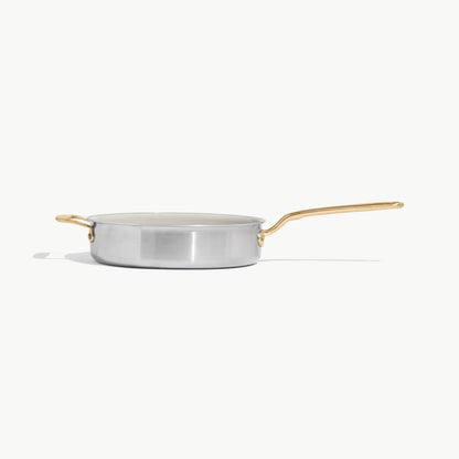 MADE IN® CeramiClad™ 2.0 Non-stick Saute Pan with Lid: 3.5 QT, Antique Brass Handle