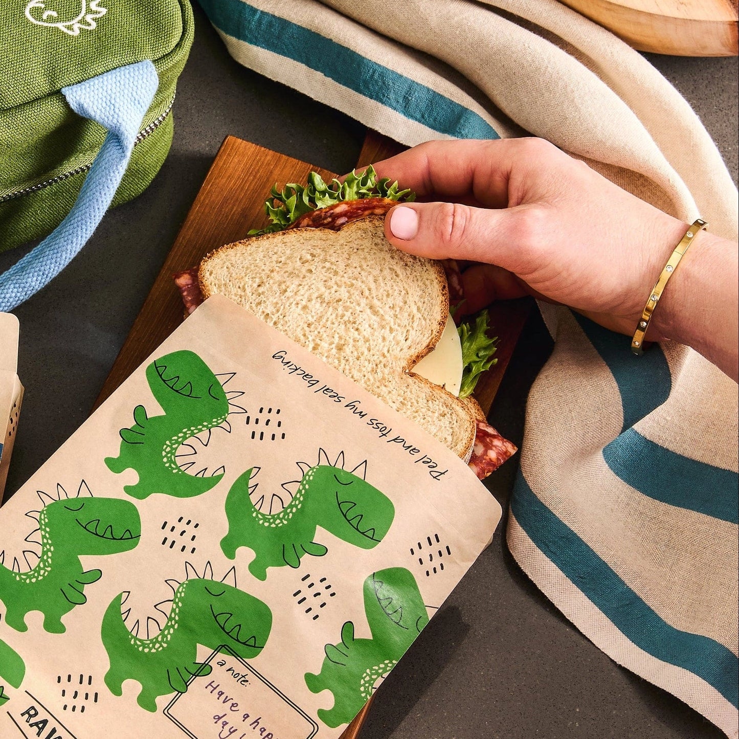 Stasher Recyclable Paper Sandwich Bags (50-count): Dinosaur