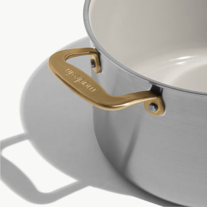 MADE IN® CeramiClad™ 2.0 Non-stick Stock Pot with Lid:  8 QT, Antique Brass Handle