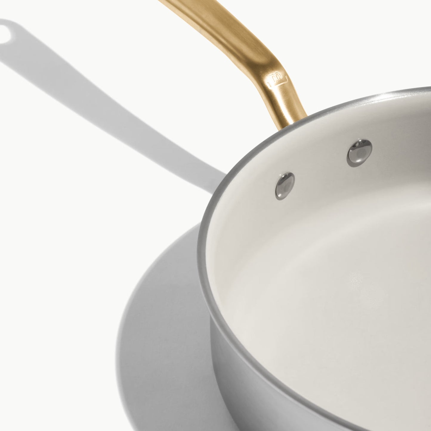 MADE IN® CeramiClad™ 2.0 Non-stick Saute Pan with Lid: 3.5 QT, Antique Brass Handle