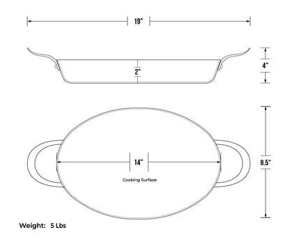 de Buyer MINERAL B Carbon Steel Oval Roasting Pan