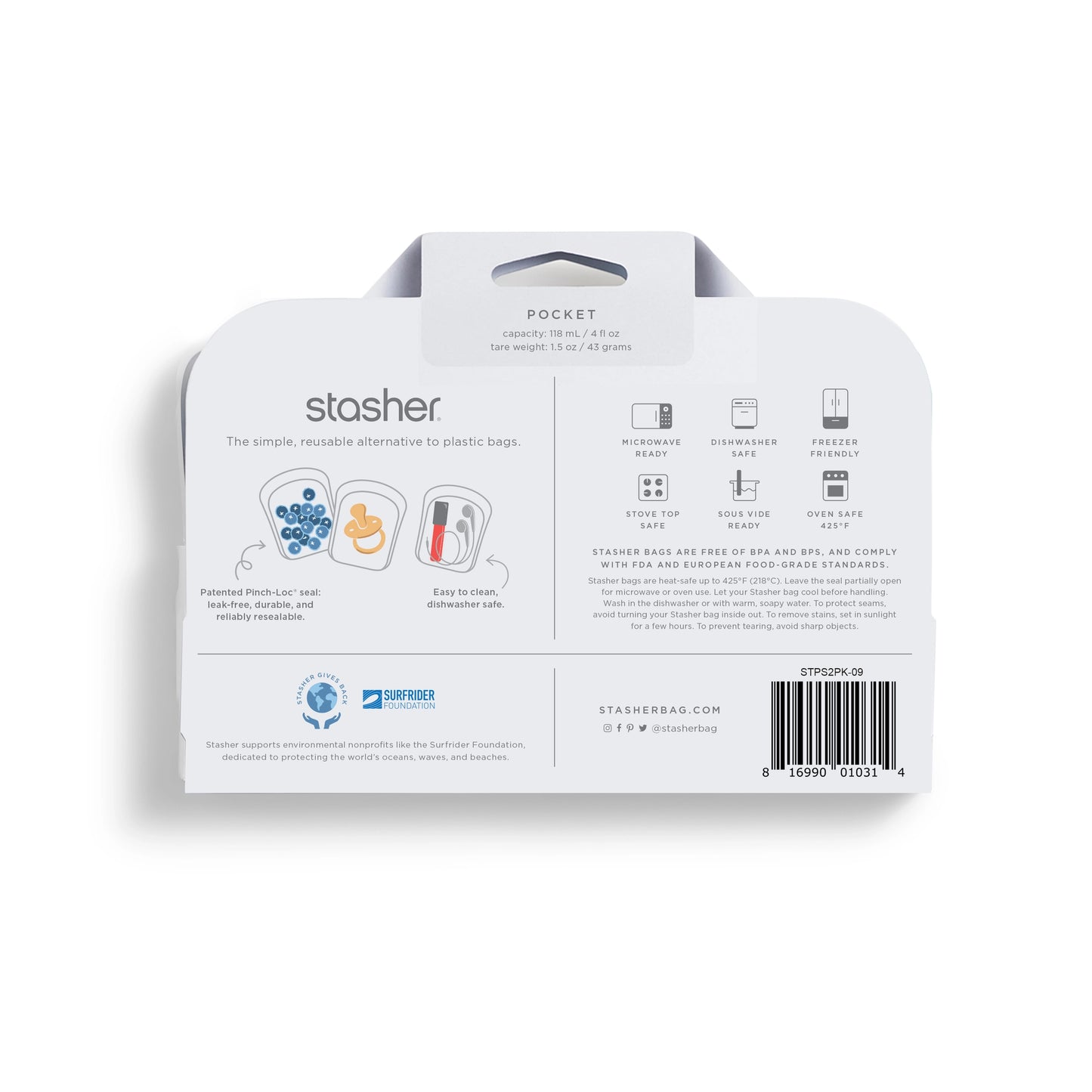 Stasher Pocket (Set of 2): Clear + Deep Ocean