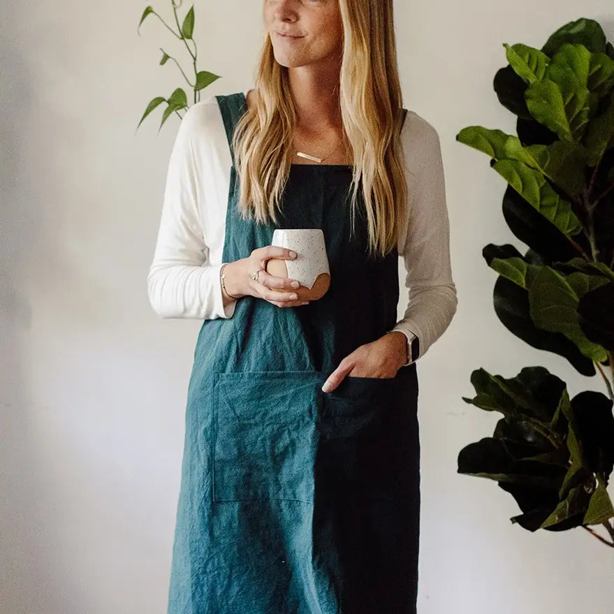 Cate Paper Co. Cross Back Apron: Peacock Blue