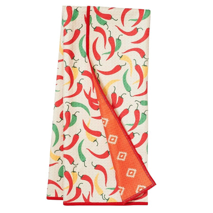Once Again Home Anywhere Towel, Reversible: Chili Peppers, Antique White