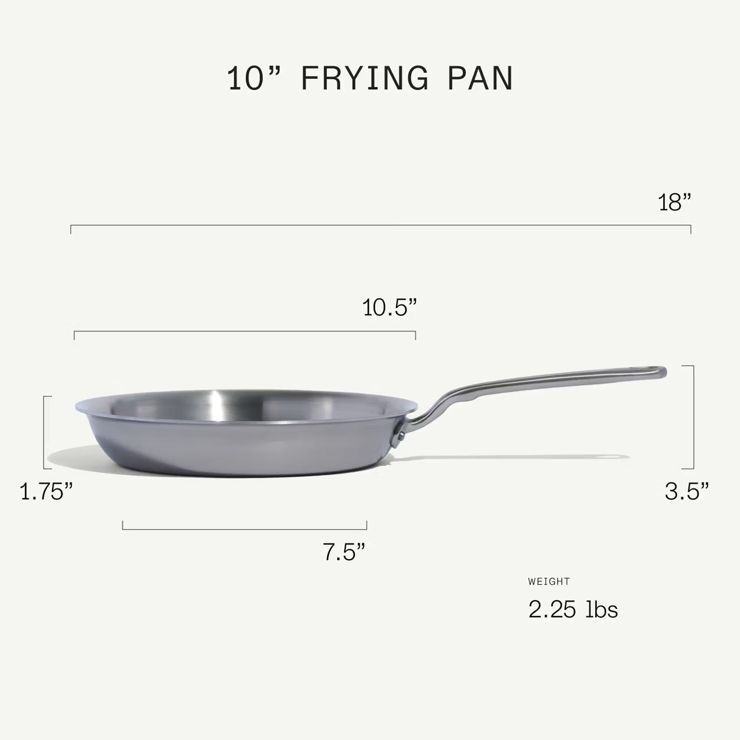 MADE IN® Stainless Clad Fry Pan: 10", Antique Brass Handle